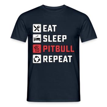 Manger pitbull de sommeil répéter - T-shirt homme - marine - Devant - AI Model Male 178 light (178cm)