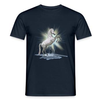 Horse Shirt - white horse , mold - Men's T-Shirt - navy - Front - AI Model Male 178 light (178cm)