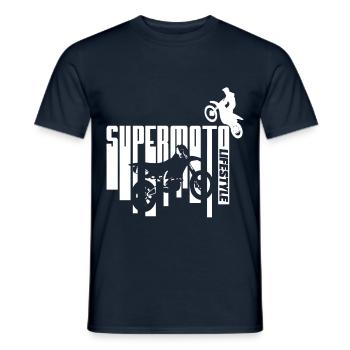 Supermoto Lifestyle Motorrad Biker Bikerin - Männer T-Shirt - Navy - Vorne - AI Model Male 178 light (178cm)