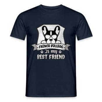 Le bouledogue français est mon meilleur ami - T-shirt homme - marine - Devant - AI Model Male 178 light (178cm)