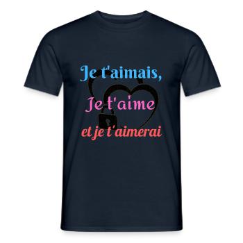Je t aimais je t aime et je t aimerai - T-shirt homme - marine - Devant - AI Model Male 178 light (178cm)