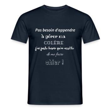Pas besoin d apprendre a gerer ma colere - T-shirt homme - marine - Devant - AI Model Male 178 light (178cm)