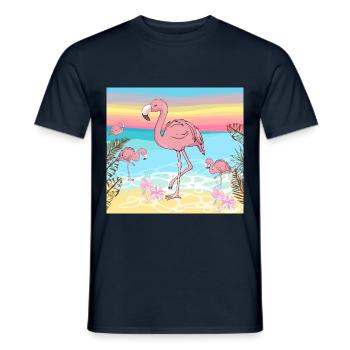 Flamingo - Männer T-Shirt - Navy - Vorne - AI Model Male 178 light (178cm)