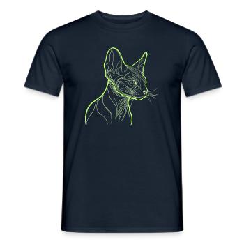 Cat sphinx line art - Men's T-Shirt - navy - Front - AI Model Male 178 light (178cm)