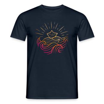 Origami paper boat - Men's T-Shirt - navy - Front - AI Model Male 178 light (178cm)