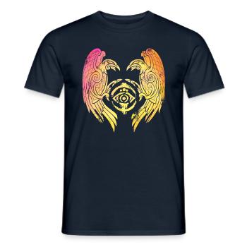 Hugin et Munin corbeau Vikings coloré - T-shirt homme - marine - Devant - AI Model Male 178 light (178cm)
