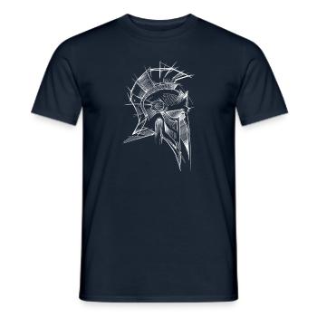 Spartanischer Helm Skizze weiß - Männer T-Shirt - Navy - Vorne - AI Model Male 178 light (178cm)