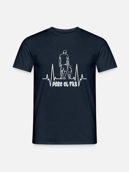 Vater und Sohn Herzschlag - Männer T-Shirt - Navy