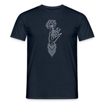 Zen florales Mandala weiße Strichzeichnungen - Männer T-Shirt - Navy - Vorne - AI Model Male 178 light (178cm)