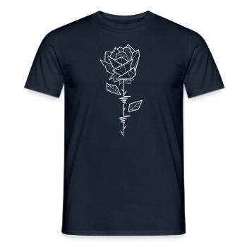 Weiße Rose im Geo-Stil - Männer T-Shirt - Navy - Vorne - AI Model Male 178 light (178cm)