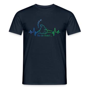 Vie de chien ... Heartbeat line art amusant - T-shirt homme - marine - Devant - AI Model Male 178 light (178cm)