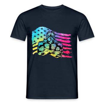 Pitbull États-Unis - T-shirt homme - marine - Devant - AI Model Male 178 light (178cm)