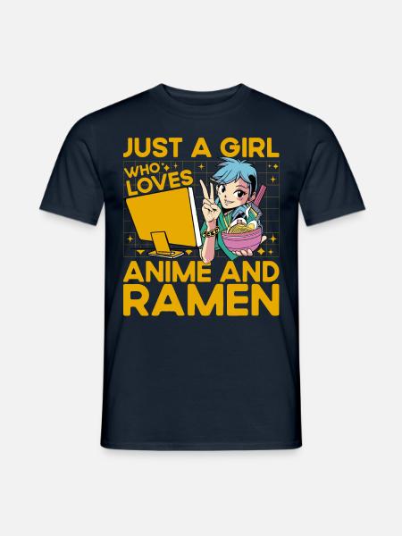 Just a Girl who loves Anime and Ramen - Men's T-Shirt - navy
