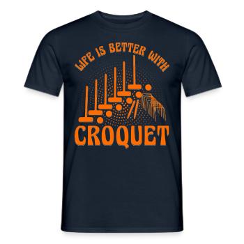 La vie est meilleure avec Croquet - T-shirt homme - marine - Devant - AI Model Male 178 light (178cm)