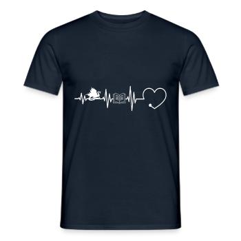 Je vis pour les livres et les dragons Heartbeat Heart - T-shirt homme - marine - Devant - AI Model Male 178 light (178cm)