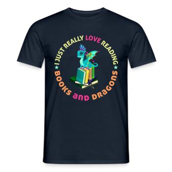 J’adore lire des livres et des dragons - T-shirt homme - marine - Devant - AI Model Male 178 light (178cm)