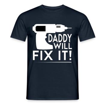 Daddy Will Fix It Screwdriver Drill Box - Men's T-Shirt - navy - Front - AI Model Male 178 light (178cm)