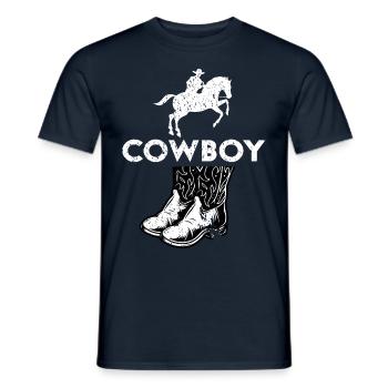 Cowboy Western Boots Hat Texas Rodeo Hat - T-shirt homme - marine - Devant - AI Model Male 178 light (178cm)
