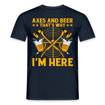 Axes and Beer that's why I'm Here - Männer T-Shirt - Navy - Vorne - AI Model Male 178 light (178cm)