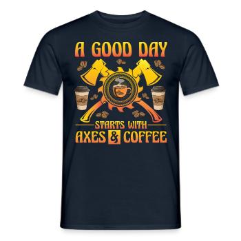 A good day starts with Axes and Coffee - Männer T-Shirt - Navy - Vorne - AI Model Male 178 light (178cm)