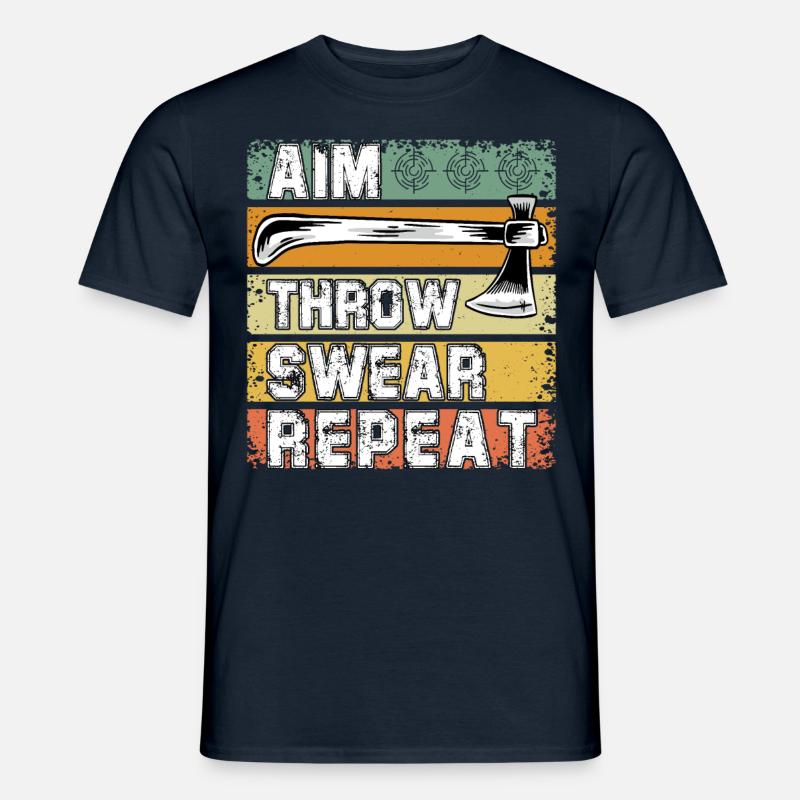 Aim throw swear Repeat - Männer T-Shirt - Navy