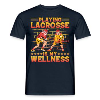 Playing Lacrosse is my Wellness - Männer T-Shirt - Navy - Vorne - AI Model Male 178 light (178cm)