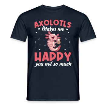 Axolotl Anime Salamandre Mignonne Kawaii Bière - T-shirt homme - marine - Devant - AI Model Male 178 light (178cm)