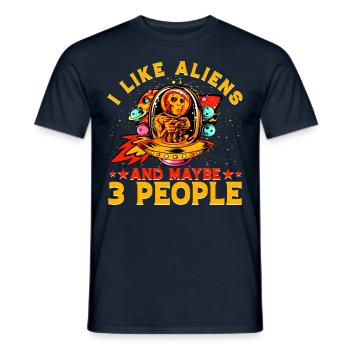 J’aime les extraterrestres et peut-être 3 personnes - T-shirt homme - marine - Devant - AI Model Male 178 light (178cm)