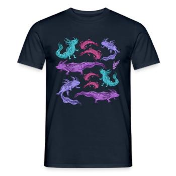Axolotl Awesome Cute Salamander Kawaii Tier Kunst - Männer T-Shirt - Navy - Vorne - AI Model Male 178 light (178cm)