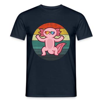 Axolotl Grande Salamandre Mignonne Kawaii Animal - T-shirt homme - marine - Devant - AI Model Male 178 light (178cm)