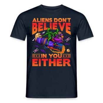 Aliens don't believe in you either - Männer T-Shirt - Navy - Vorne - AI Model Male 178 light (178cm)