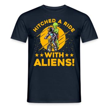 Hitched a Ride with Aliens - Männer T-Shirt - Navy - Vorne - AI Model Male 178 light (178cm)