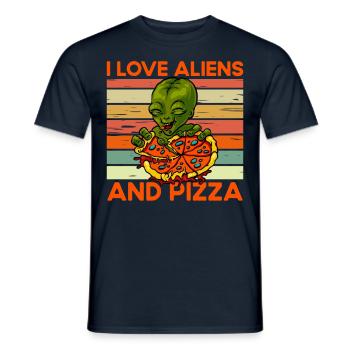 I love Aliens and Pizza - Männer T-Shirt - Navy - Vorne - AI Model Male 178 light (178cm)