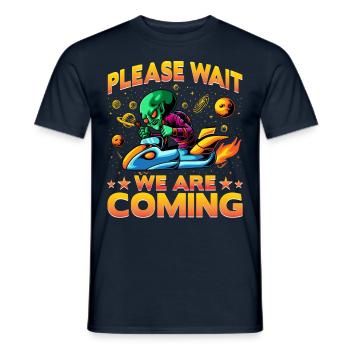 Please wait we are coming - Men's T-Shirt - navy - Front - AI Model Male 178 light (178cm)
