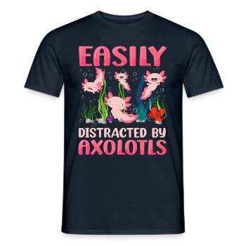 Easily distracted by axolotls are my - Men's T-Shirt - navy - Front - AI Model Male 178 light (178cm)