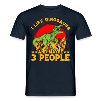 I like Dinosaurs and maybe 3 People - Men's T-Shirt - navy - Front - AI Model Male 178 light (178cm)