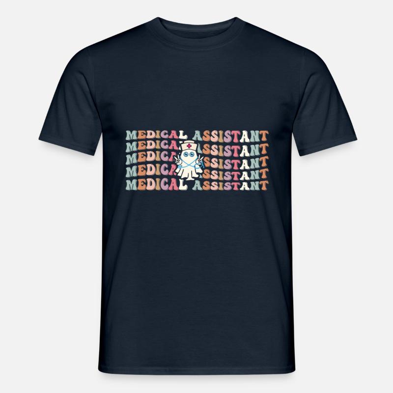 Medizinischer Assistent Spooky Ghost Wiederholung - Männer T-Shirt - Navy