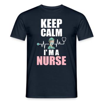 Keep Calm I' M A Nurse Heartbeat Doctor Health - Männer T-Shirt - Navy - Vorne - AI Model Male 178 light (178cm)