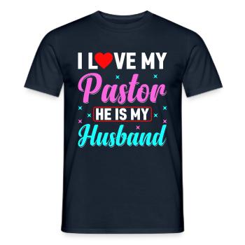 J’aime mon pasteur Il est mon mari Jésus - T-shirt homme - marine - Devant - AI Model Male 178 light (178cm)