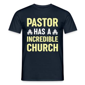 Pastor has an incredible church Christ - Men's T-Shirt - navy - Front - AI Model Male 178 light (178cm)