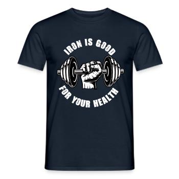 Iron is good for your health Strong dumbbell - Men's T-Shirt - navy - Front - AI Model Male 178 light (178cm)