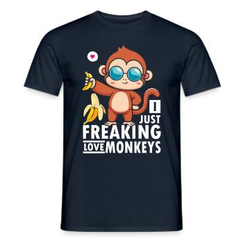 Ich Liebe Affen Und Bananen Mit Sungla - Männer T-Shirt - Navy - Vorne - AI Model Male 178 light (178cm)
