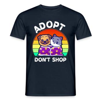 Adopter Ne pas acheter des trucs Adopter Cat Dog - T-shirt homme - marine - Devant - AI Model Male 178 light (178cm)