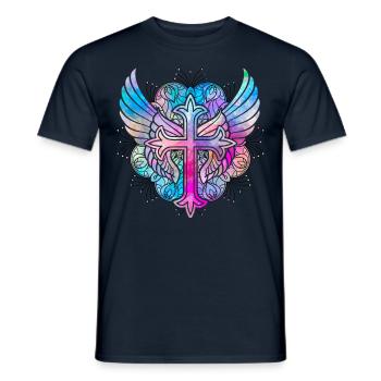 Croix du christianisme - T-shirt homme - marine - Devant - AI Model Male 178 light (178cm)