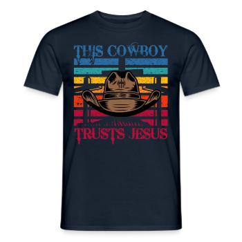 Ce cow-boy fait confiance à Jésus - T-shirt homme - marine - Devant - AI Model Male 178 light (178cm)