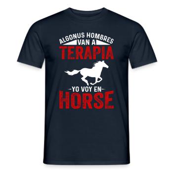 Algonus Men's Therapy I go horseback riding - Men's T-Shirt - navy - Front - AI Model Male 178 light (178cm)