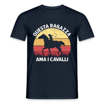 Dieses Mädchen Liebt Pferde Reiten - Männer T-Shirt - Navy - Vorne - AI Model Male 178 light (178cm)