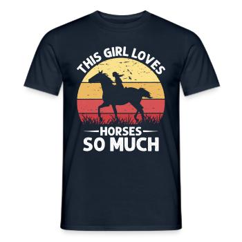 This girl loves horses so much - Men's T-Shirt - navy - Front - AI Model Male 178 light (178cm)