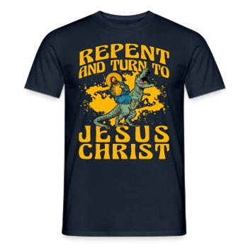 Repentez-vous et tournez-vous vers Jésus-Christ - T-shirt homme - marine - Devant - AI Model Male 178 light (178cm)