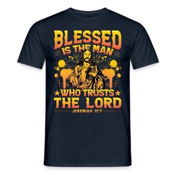 Bénissez l’homme qui fait confiance au Seigneur - T-shirt homme - marine - Devant - AI Model Male 178 light (178cm)